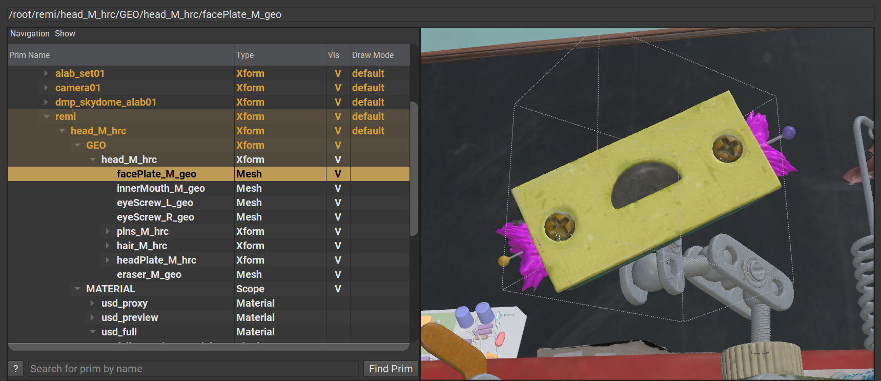 Prims in USD View